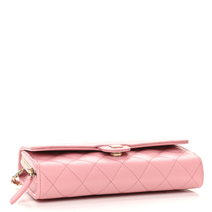 Chanel Caviar Quilted Phone Holder Wallet on Removable Chain Pink 4 of 12