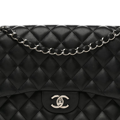 Chanel Lambskin Quilted Jumbo Double Flap Black 8 of 12
