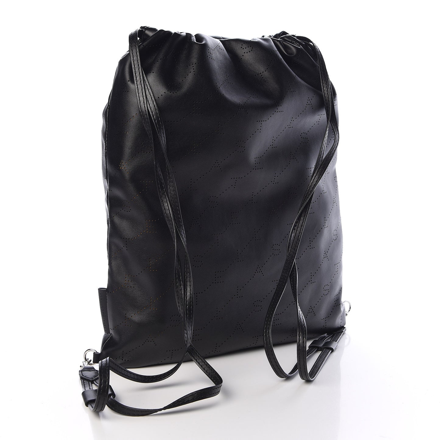 Eco Alter Nappa Perforated Logo Drawstring Backpack Black