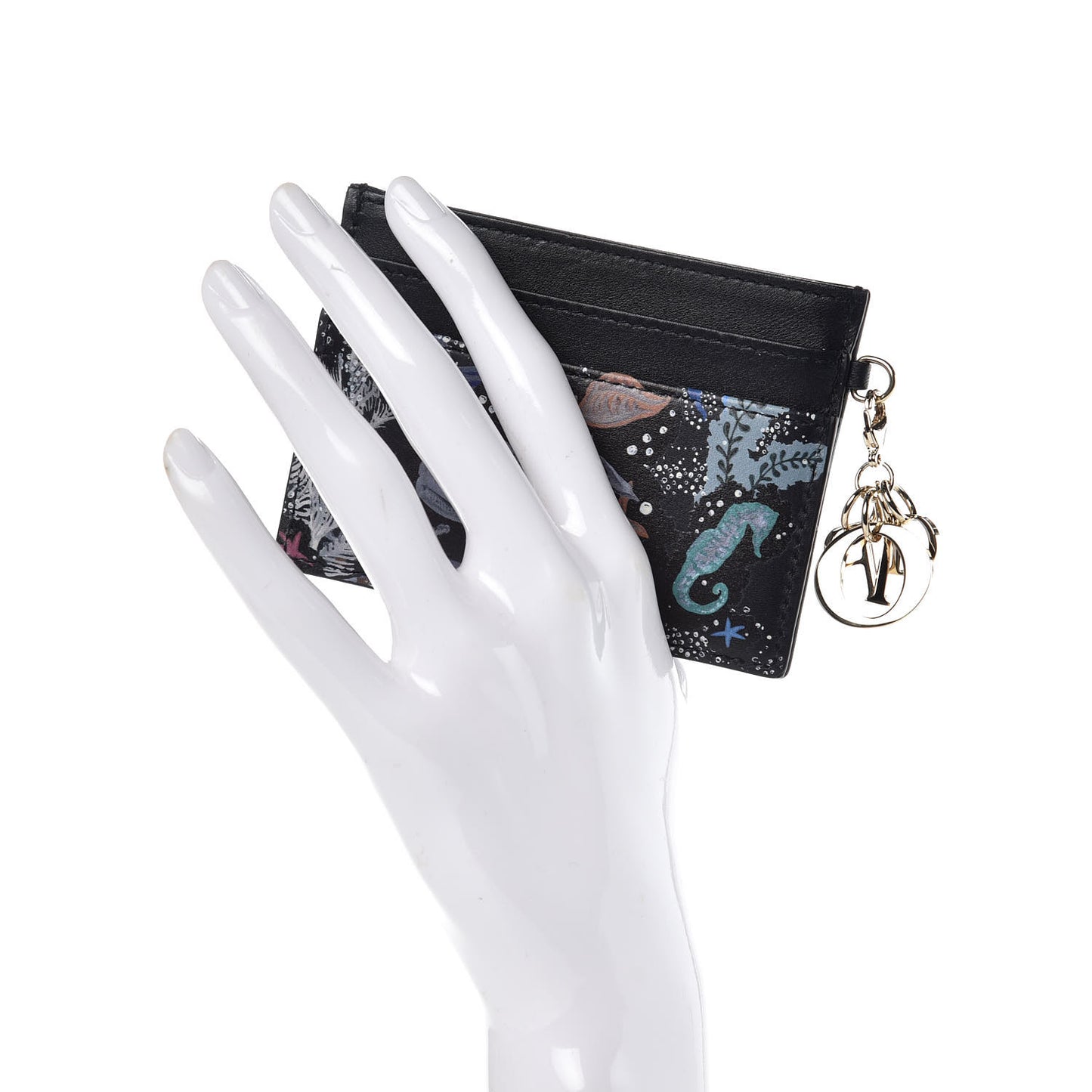 Calfskin Printed Nature Ballet Lady Dior Card Holder Blue