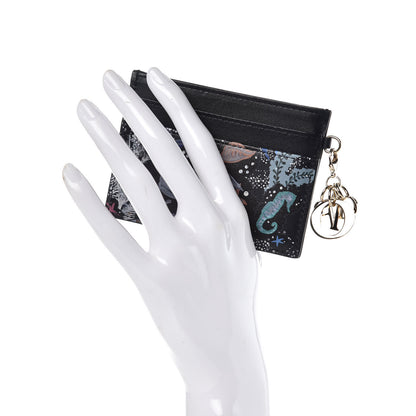Christian Dior Calfskin Printed Nature Ballet Lady Dior Card Holder Blue 2 of 8