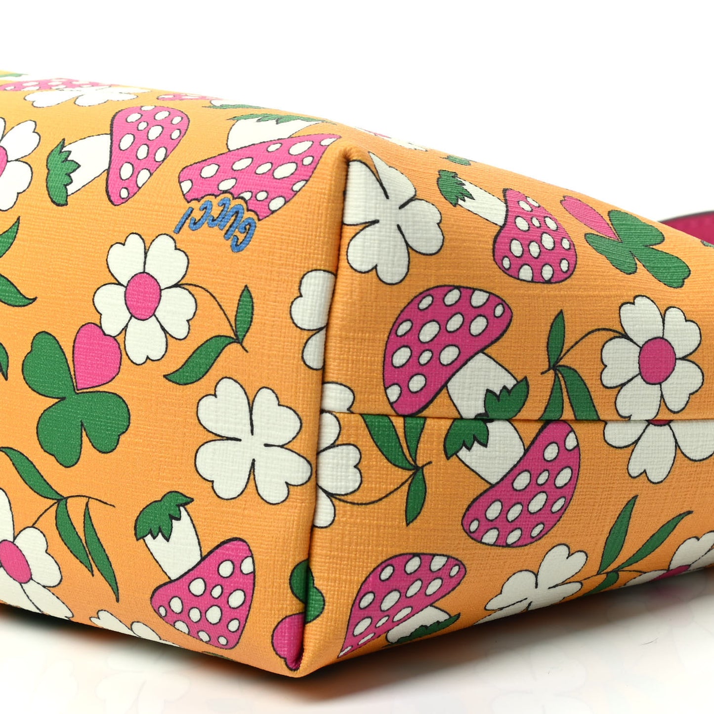 Canvas Childrens Flower Mushroom Print Tote Pink Yellow