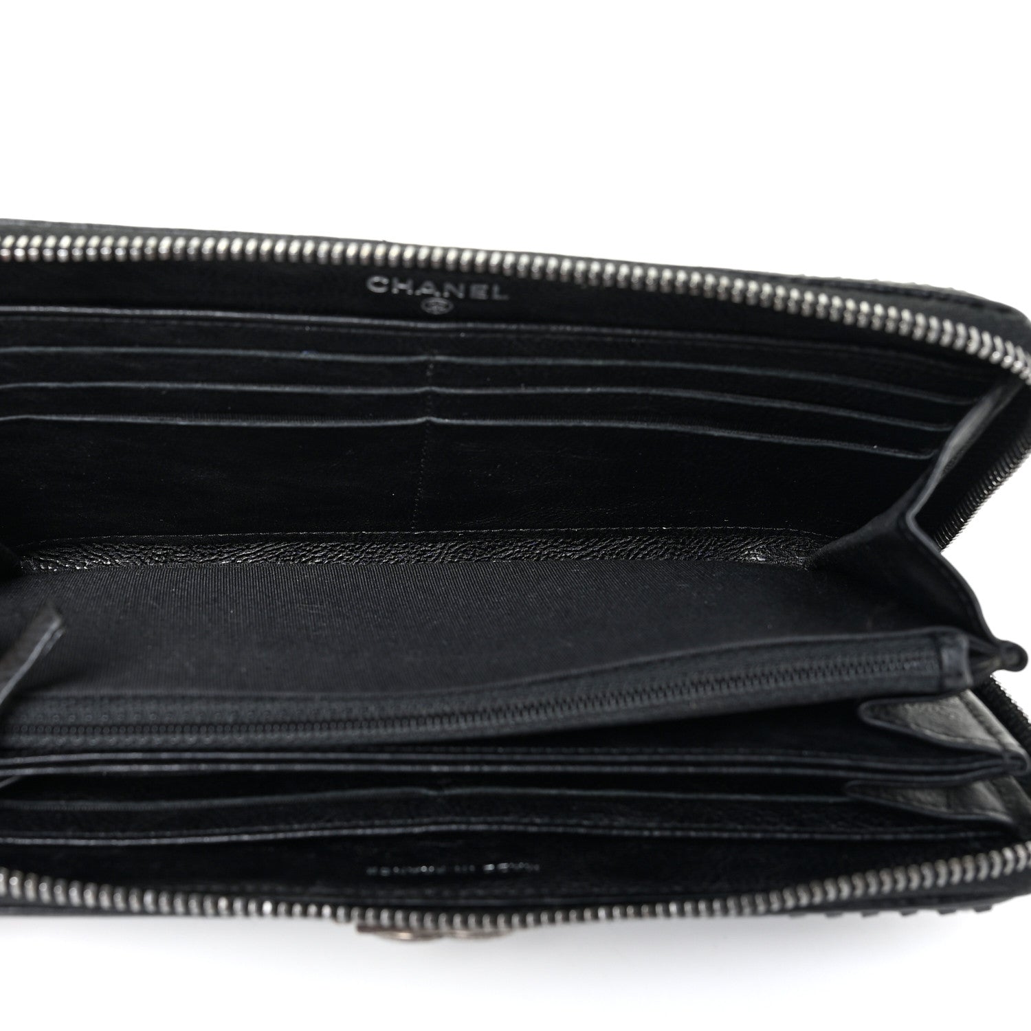 Chanel Calfskin Quilted Boy Chain Large Gusset Zip Around Wallet Black 5 of 15