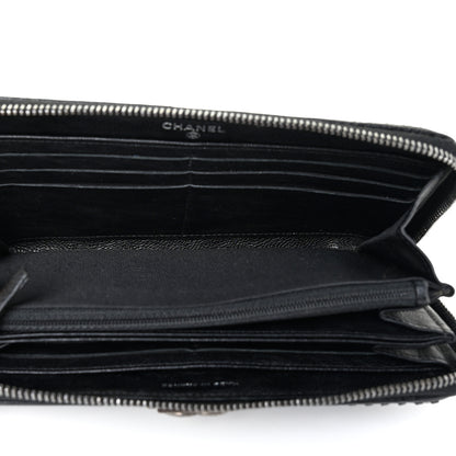 Chanel Calfskin Quilted Boy Chain Large Gusset Zip Around Wallet Black 5 of 15