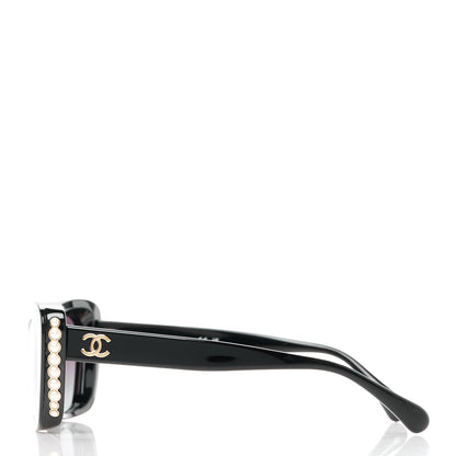Chanel Acetate Pearl Cat Eye CC Sunglasses 5481-H Black 3 of 8