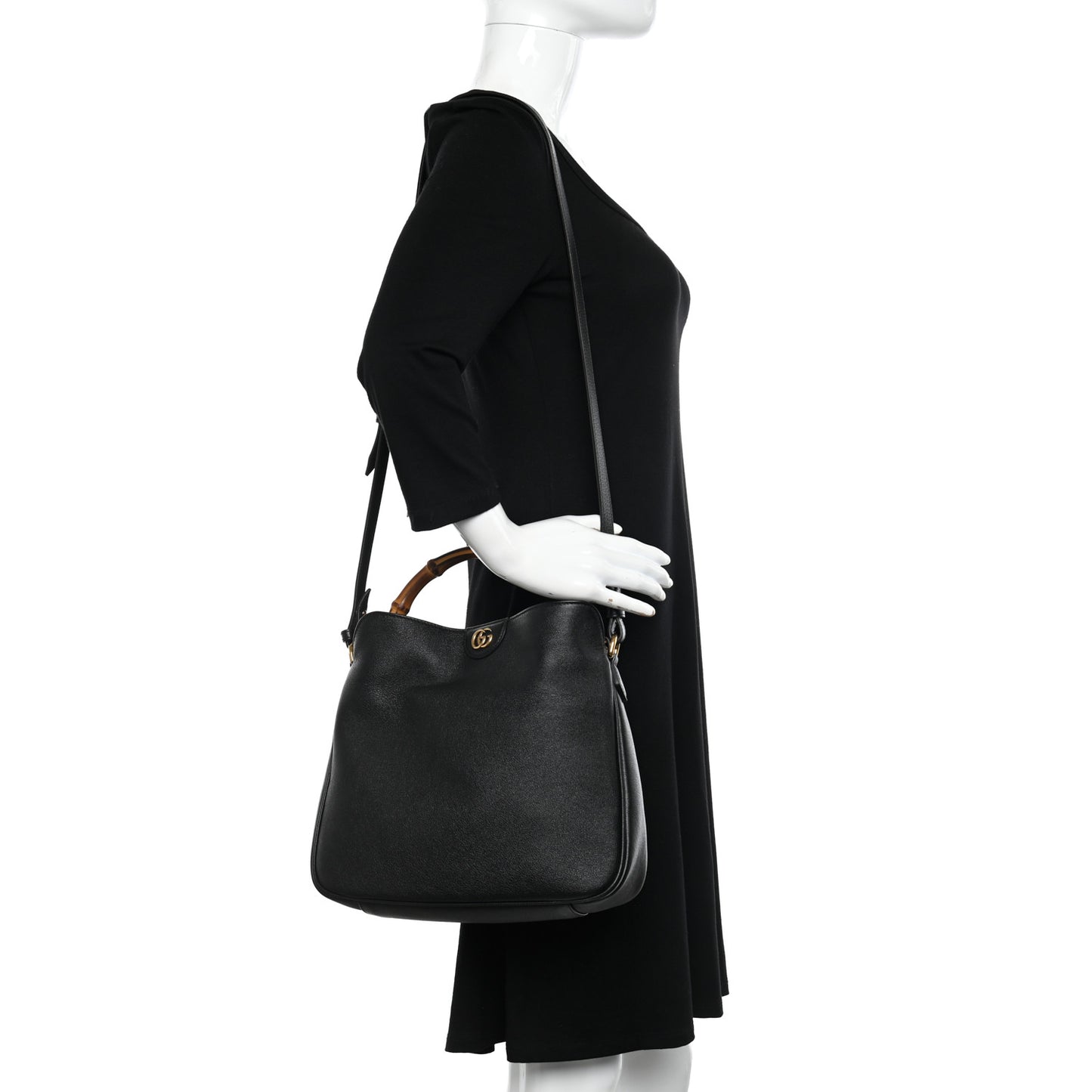 Softy Wonka Textured Dollar Calfskin Medium Diana Shoulder Bag Black Dusty Grey