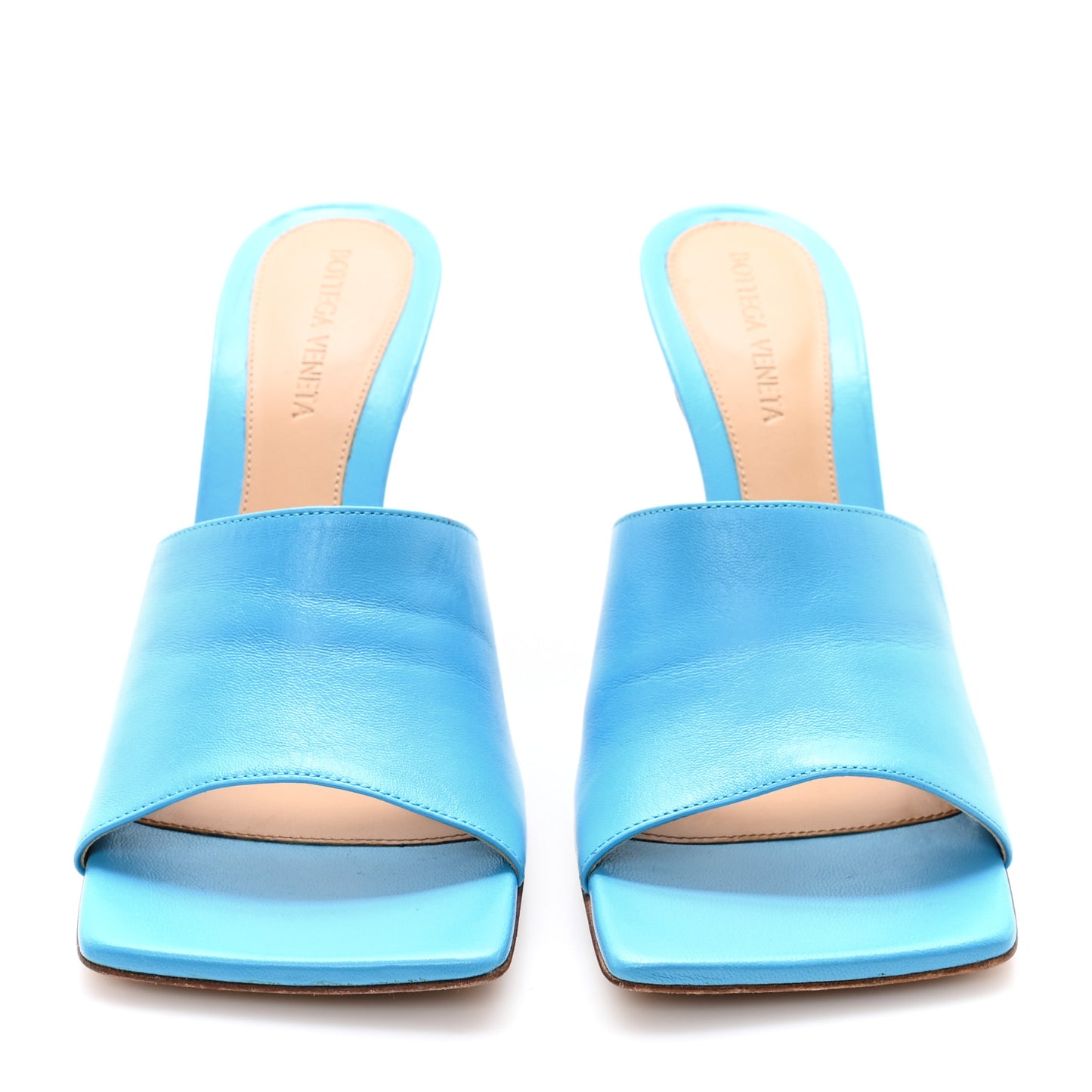 Lambskin Stretch Mule Sandals 38 Sky Blue