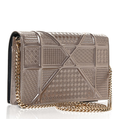 Christian Dior Metallic Patent Micro-Cannage Diorama Wallet on Chain Pouch Hyper Pink 3 of 13