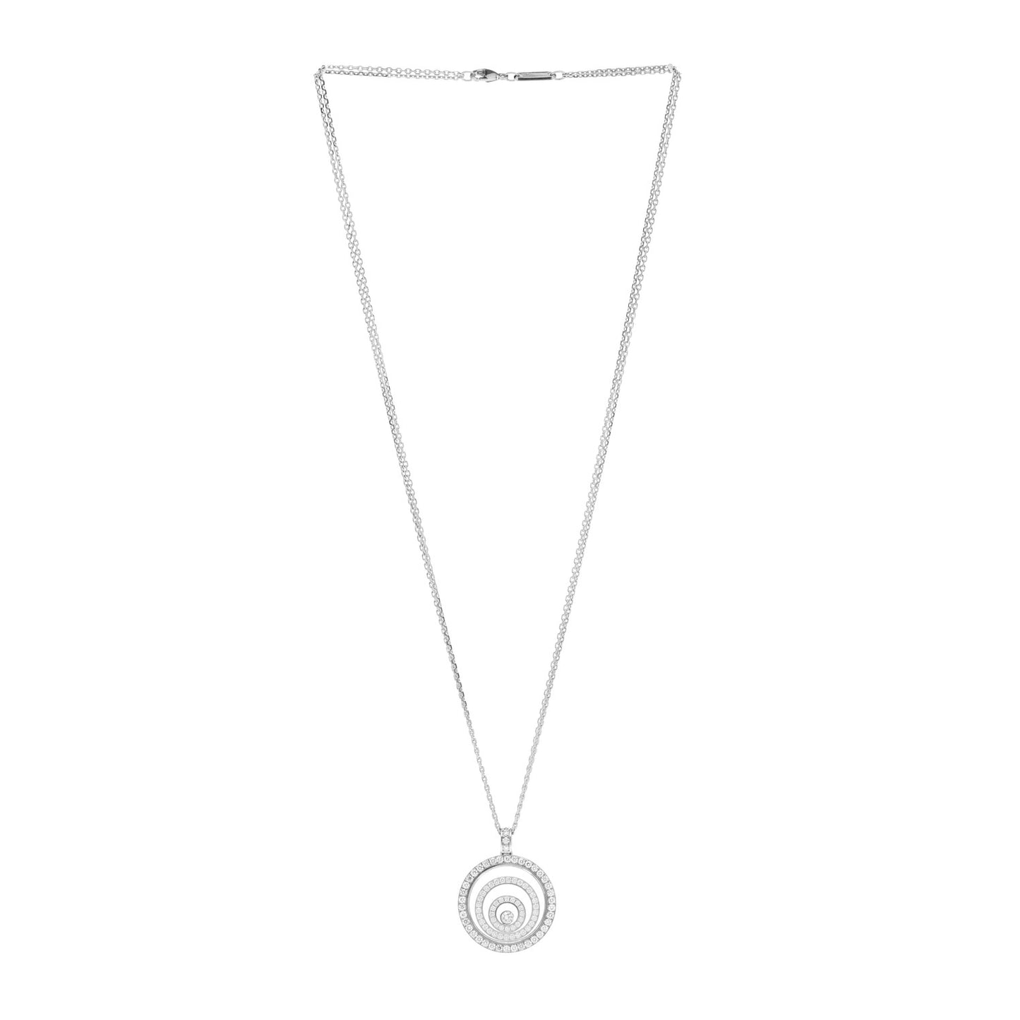 18K White Gold Diamond Happy Spirit Three-Ring Pendant Necklace
