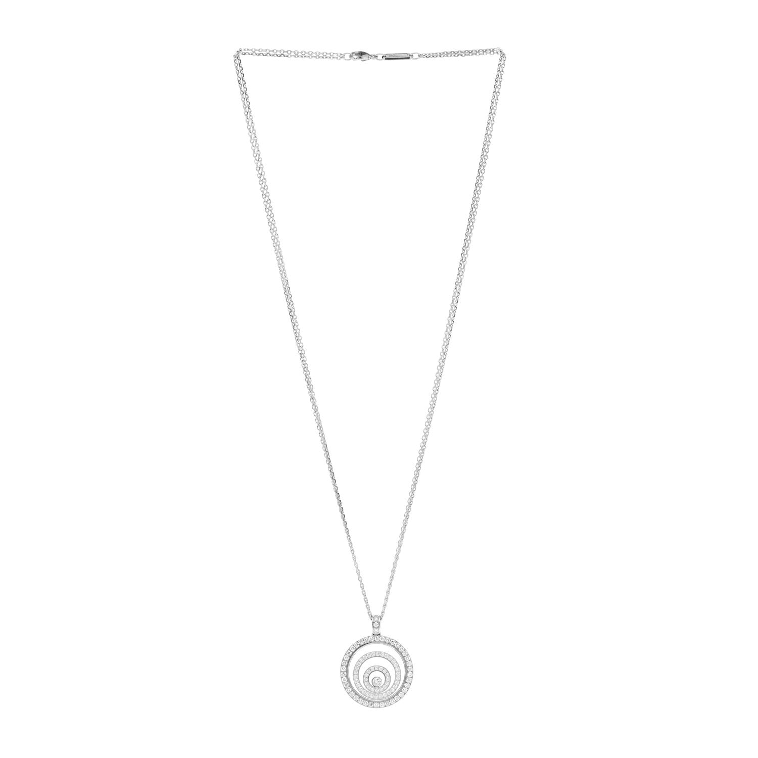 Chopard 18K White Gold Diamond Happy Spirit Three-Ring Pendant Necklace 3 of 4