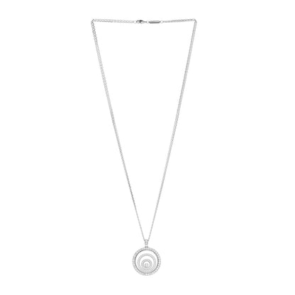 Chopard 18K White Gold Diamond Happy Spirit Three-Ring Pendant Necklace 3 of 4