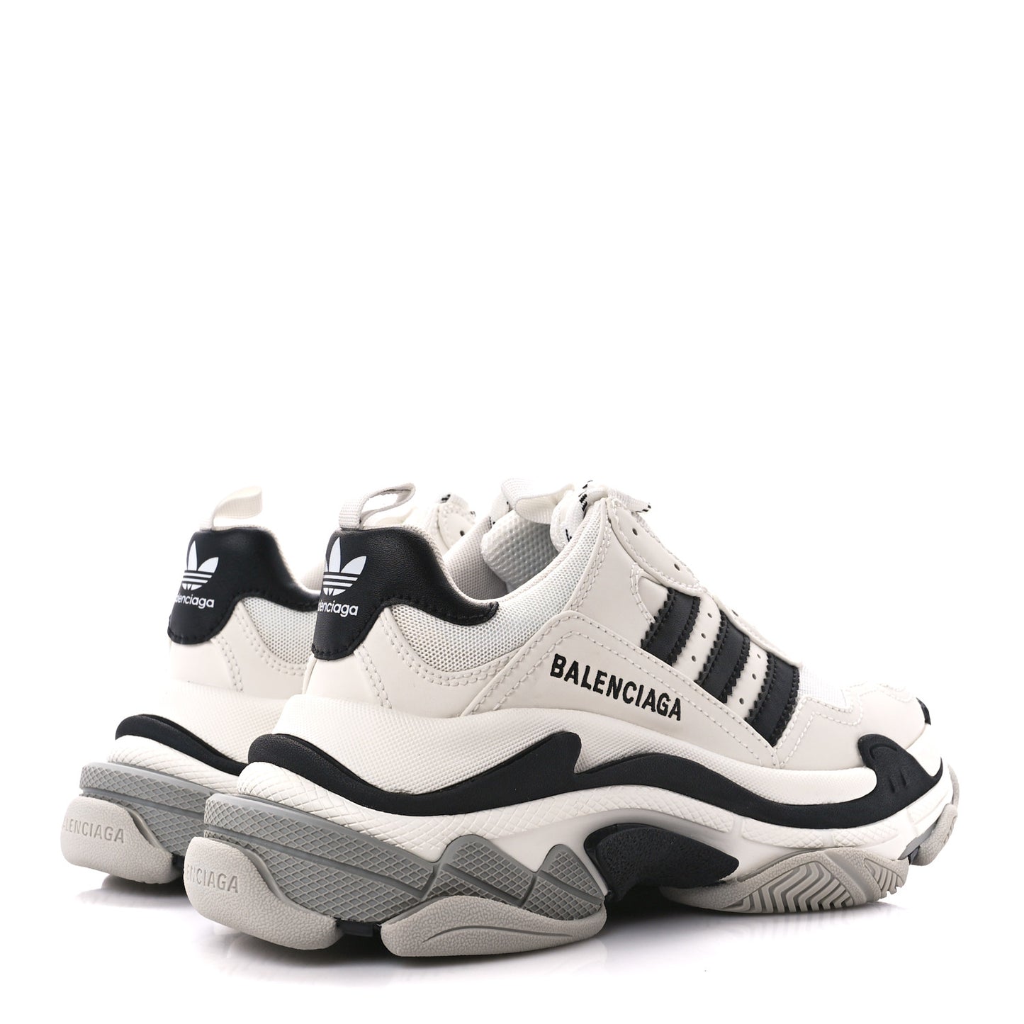 X ADIDAS Fabric Mesh Womens Triple S Sneakers 38 White Black Light Grey Grey