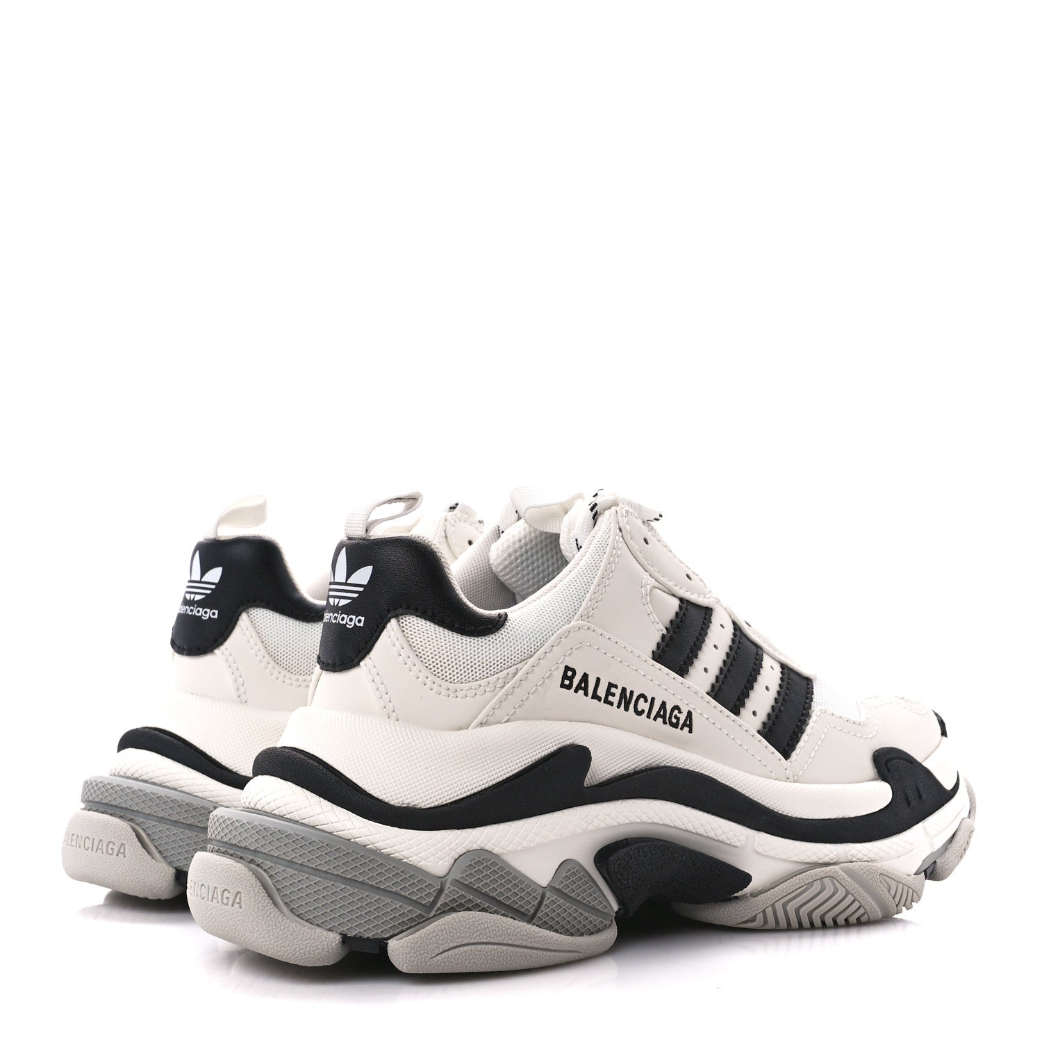 Balenciaga X ADIDAS Fabric Mesh Womens Triple S Sneakers 38 White Black Light Grey Grey 4 of 9