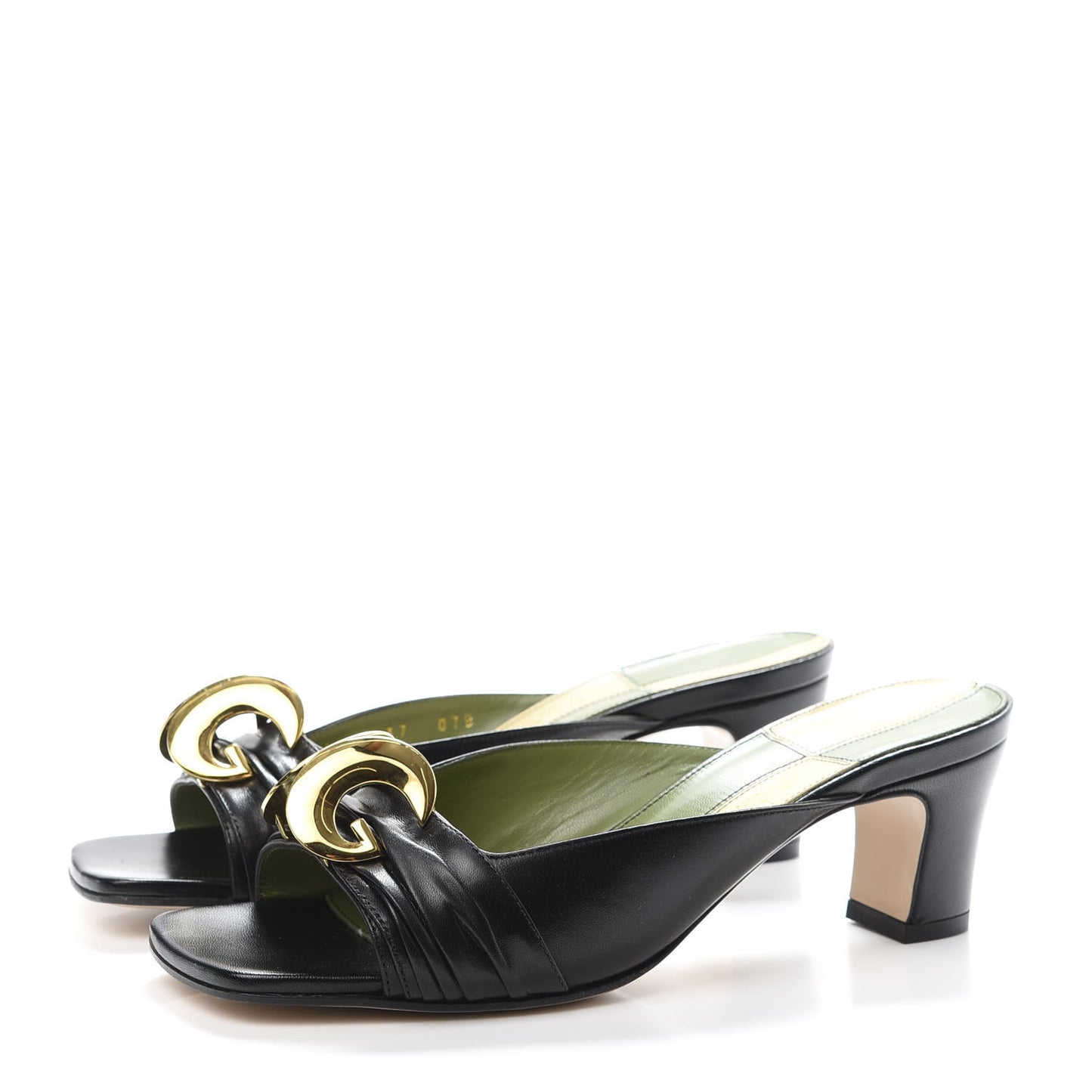 Malaga Kid Half Moon GG Square Toe Slide Sandals 37 Black