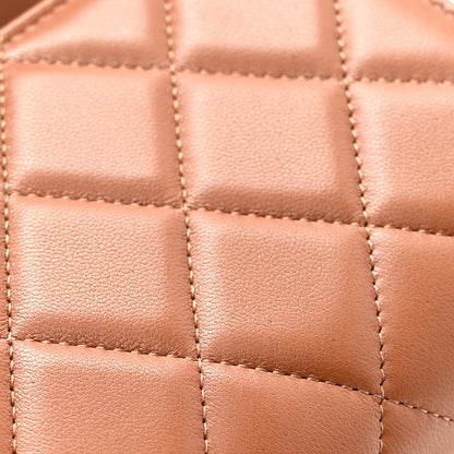 Chanel Lambskin Quilted Top Handle Long Clutch With Chain Camel 22 of 29