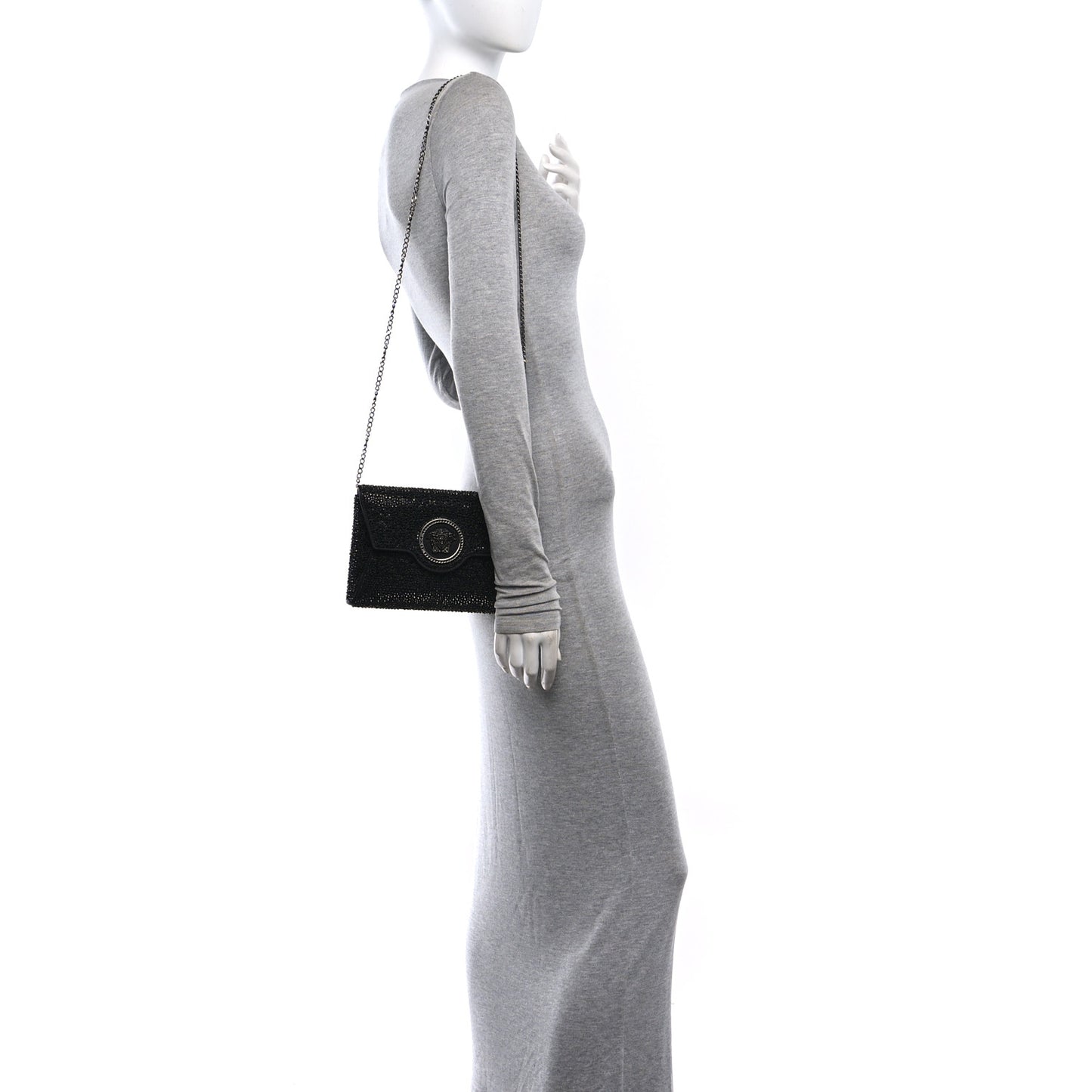 Crystal La Medusa Envelope Clutch Black