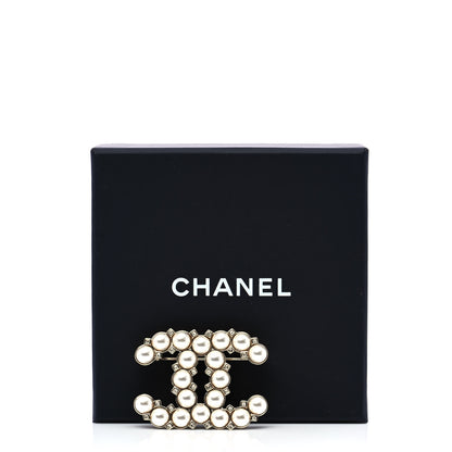 Chanel Crystal Pearl CC Brooch Gold 5 of 5