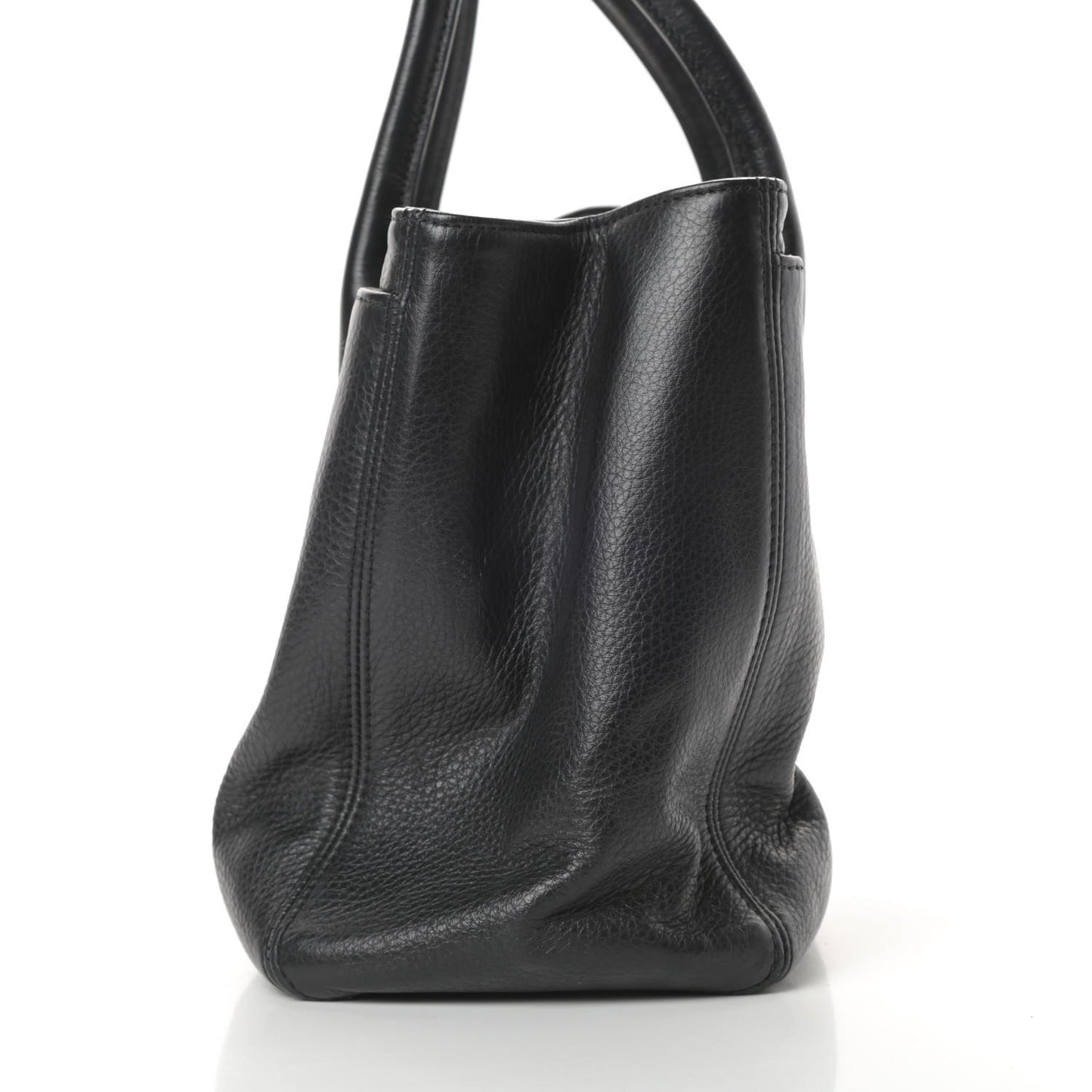 Calfskin Cerf Executive Shopper Tote Black