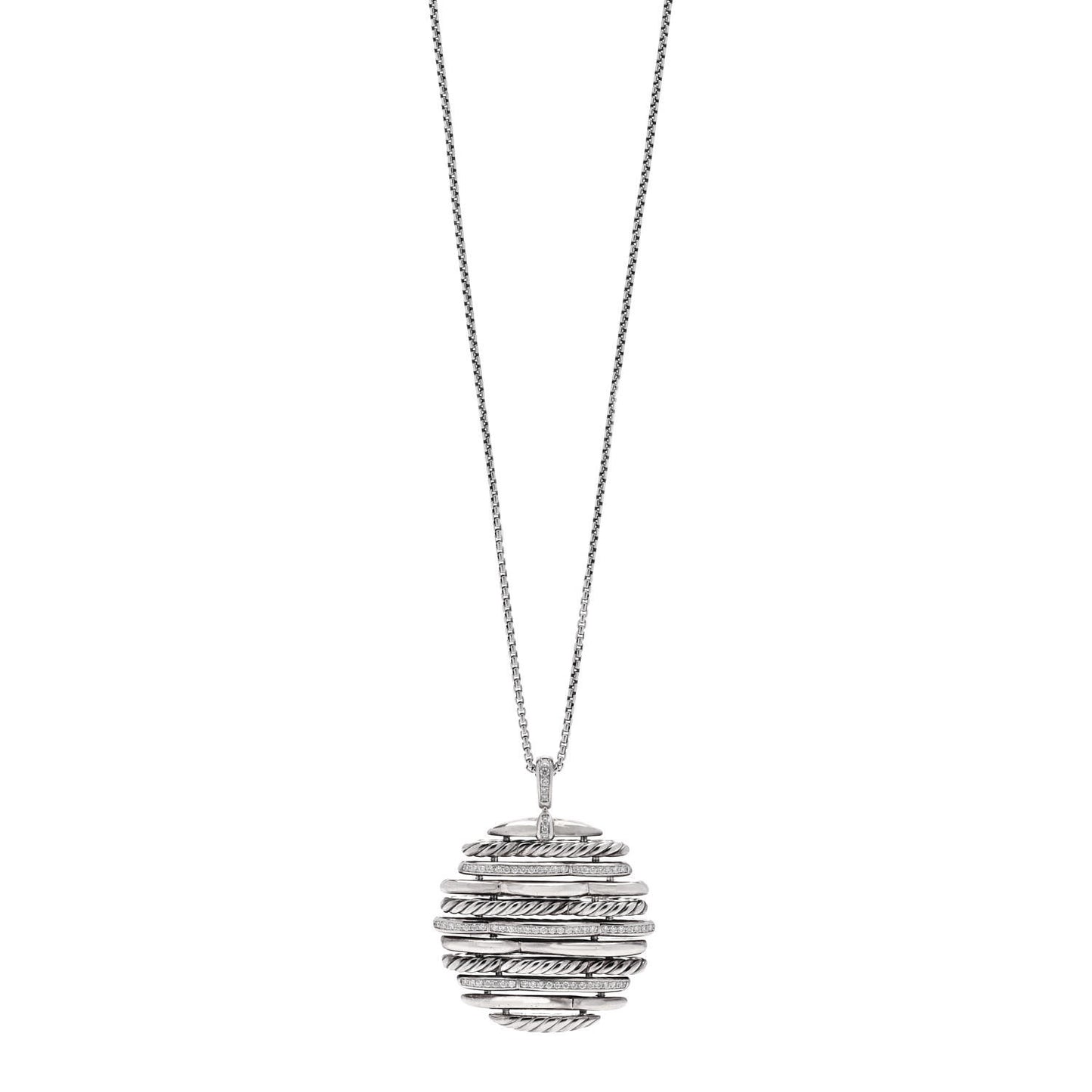 Sterling Silver Diamond Tides Pendant Necklace