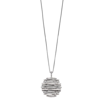 David Yurman Sterling Silver Diamond Tides Pendant Necklace 1 of 5