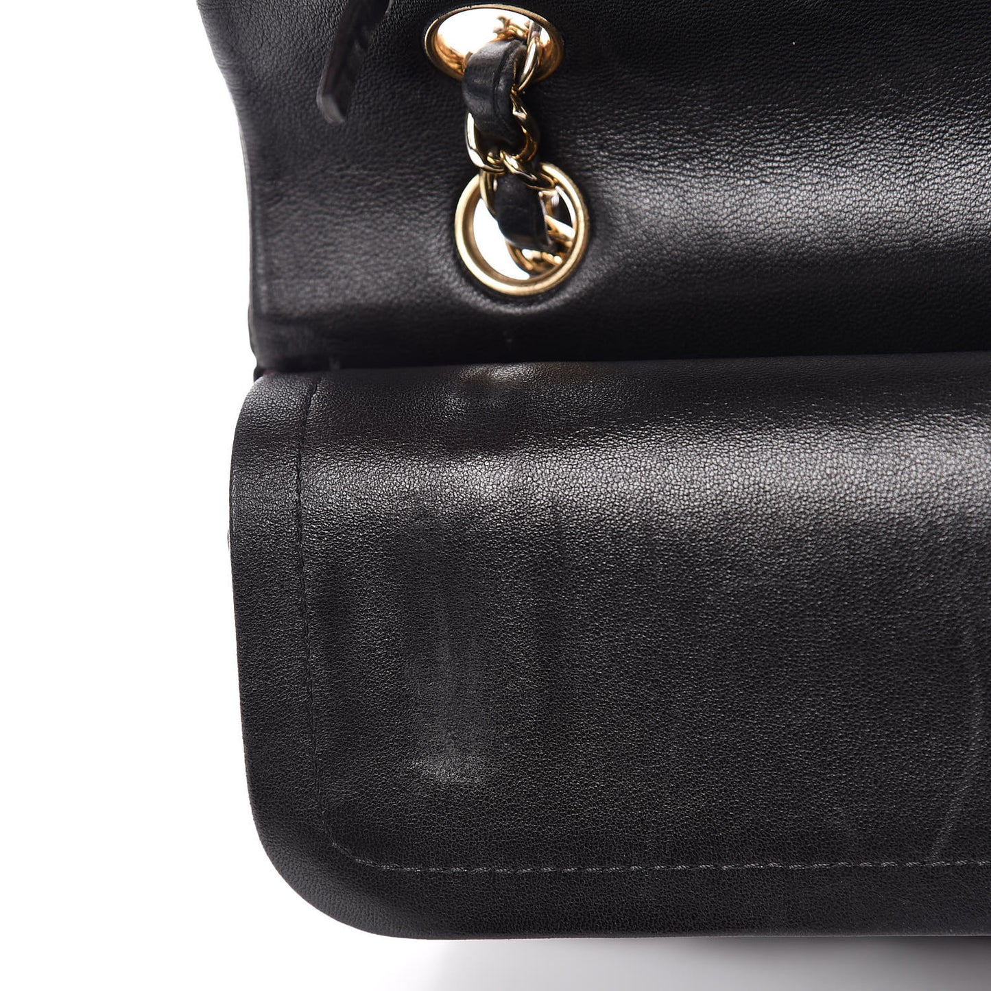 Lambskin Quilted Medium Double Flap Black