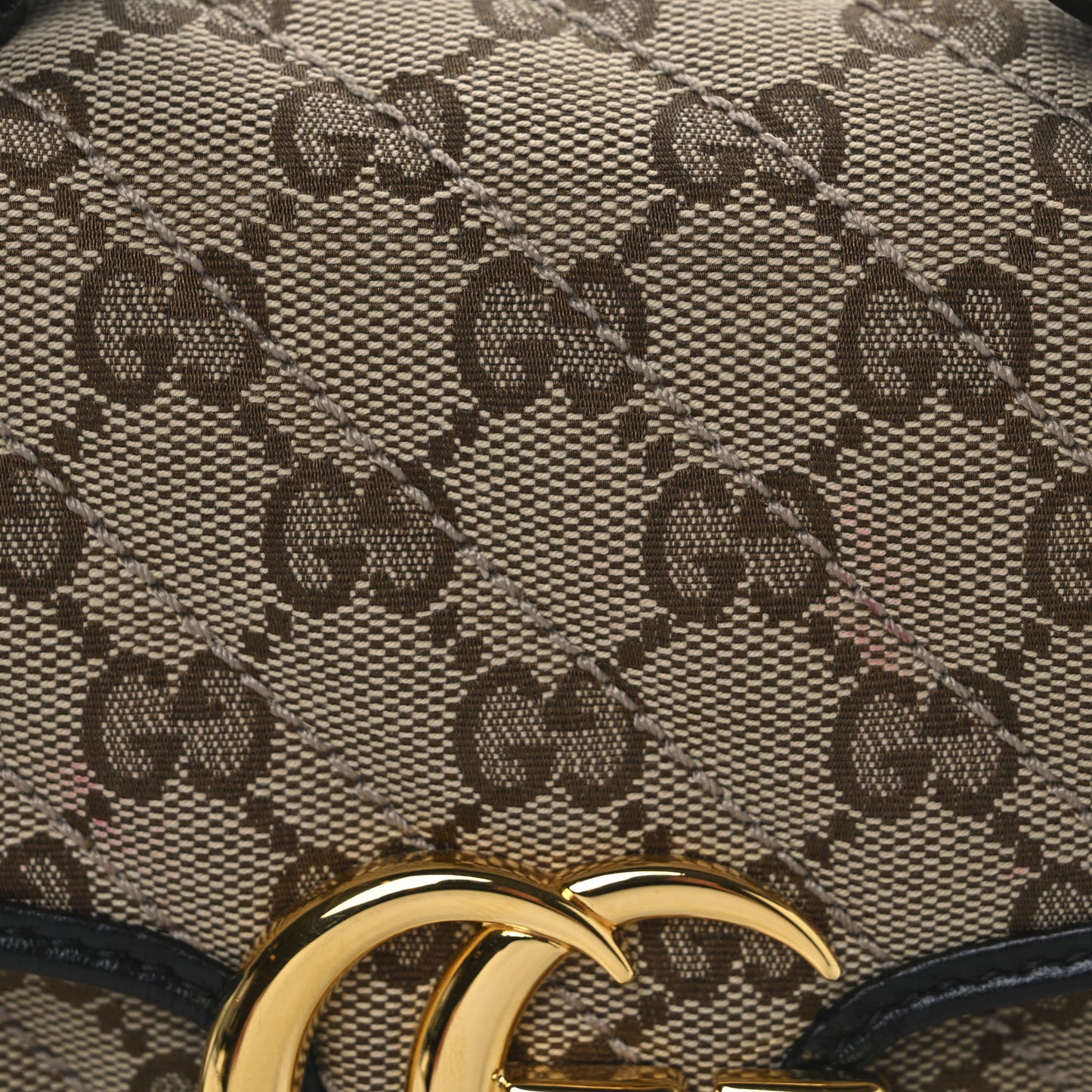 Monogram Azalea Calfskin Matelasse Diagonal Mini GG Marmont Top Handle Shoulder Bag Beige Ebony Black Beige Ebony Black
