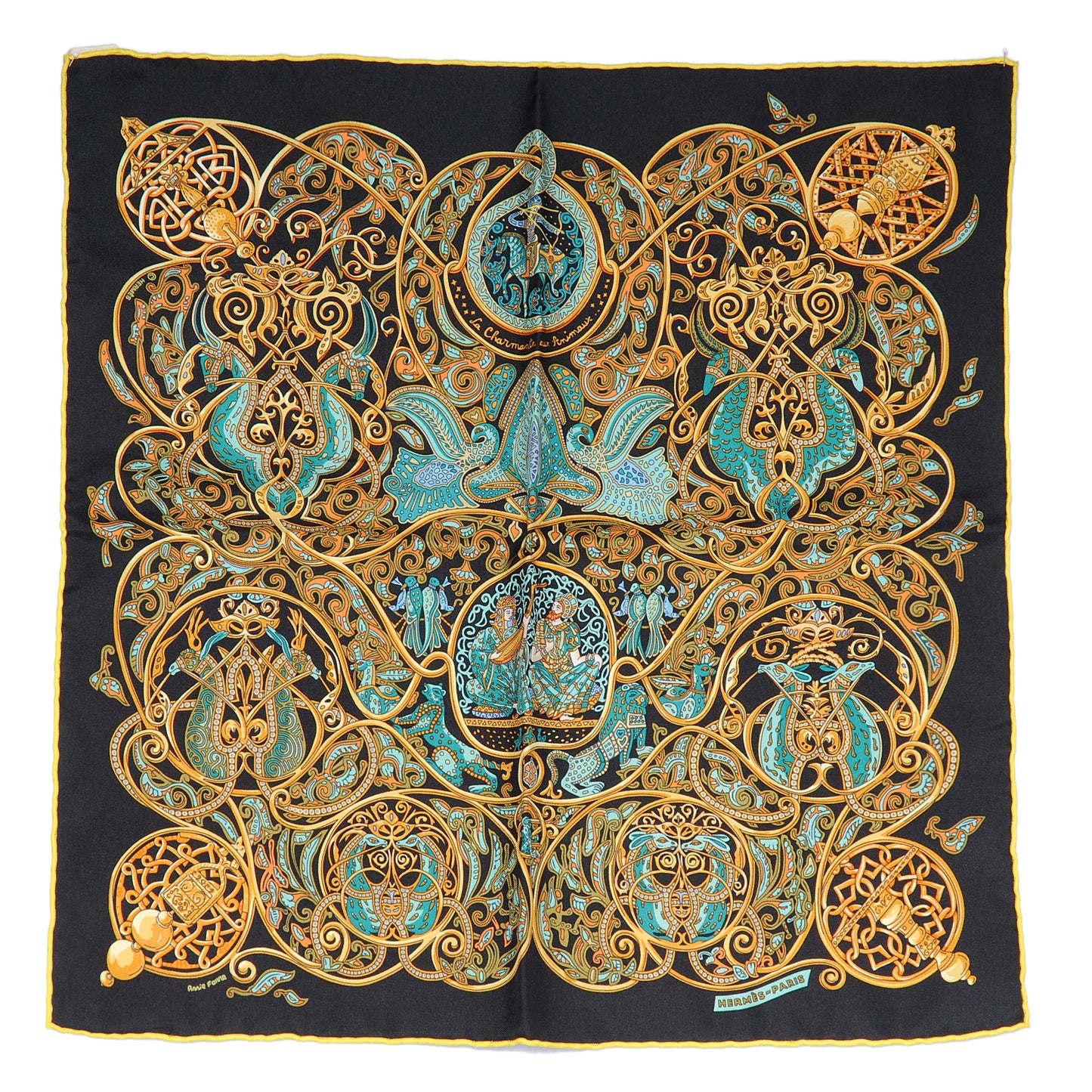 Silk La Charmante Aux Animaux Pocket Square Scarf