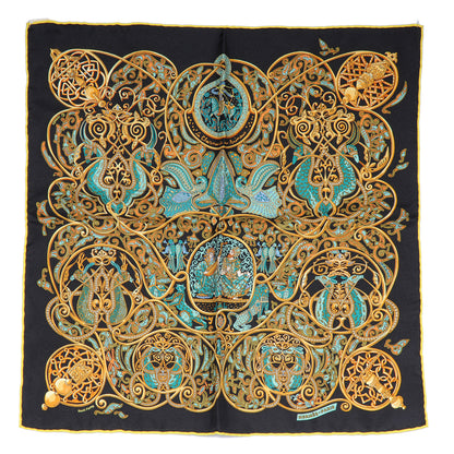 Hermes Silk La Charmante Aux Animaux Pocket Square Scarf 2 of 5