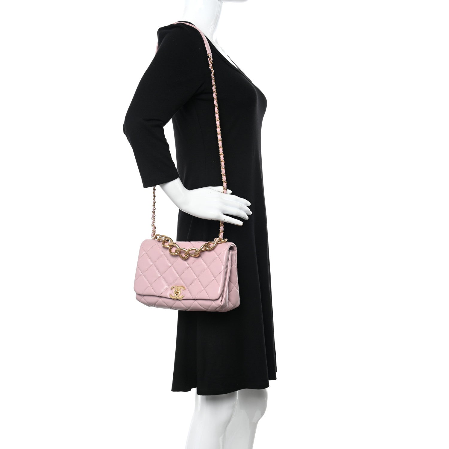 Chanel Lambskin Quilted Medium Color Match Flap Light Pink 2 of 11
