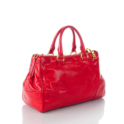 Miu Miu PRADA Vitello Shine Double Zip Tote Rosso 3 of 8