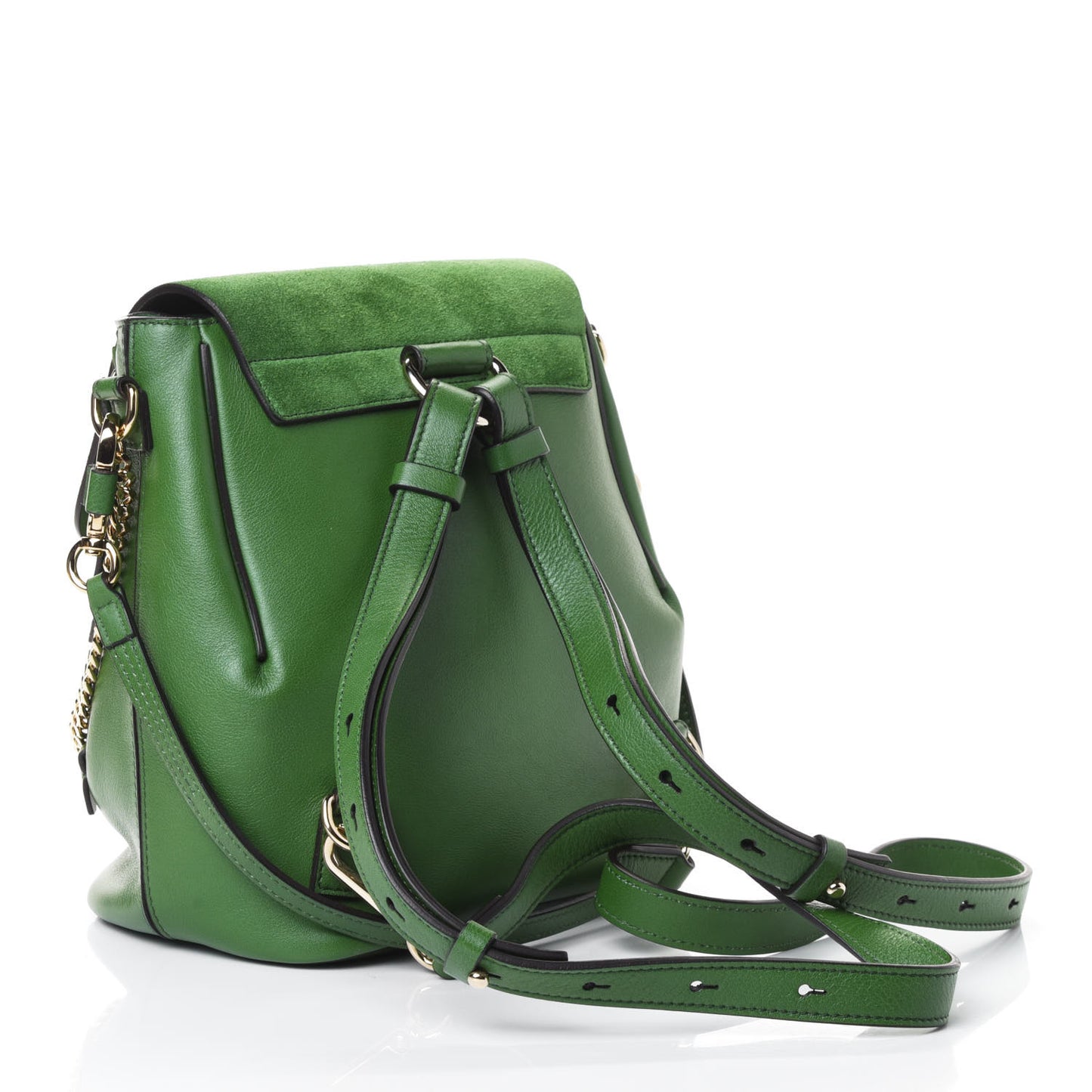 Suede Calfskin Small Faye Backpack Pine Green