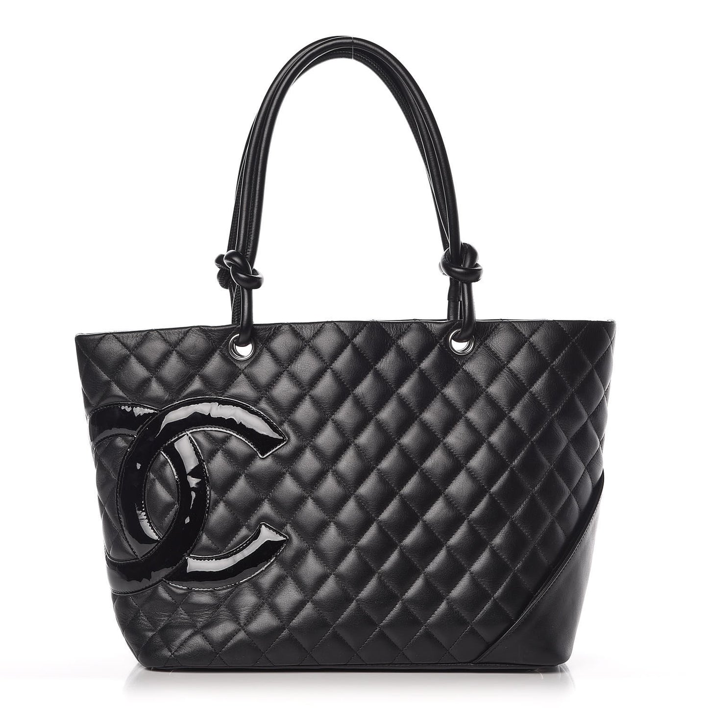Calfskin Quilted Large Cambon Tote Black