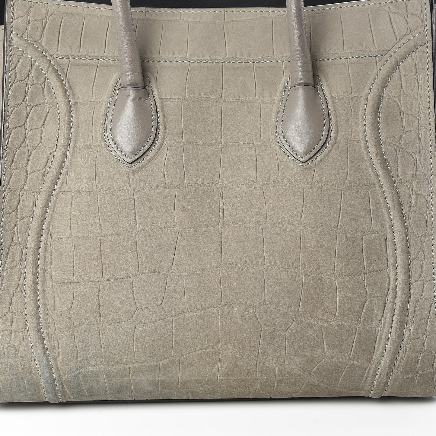 Crocodile Embossed Nubuck Medium Phantom Luggage Grey
