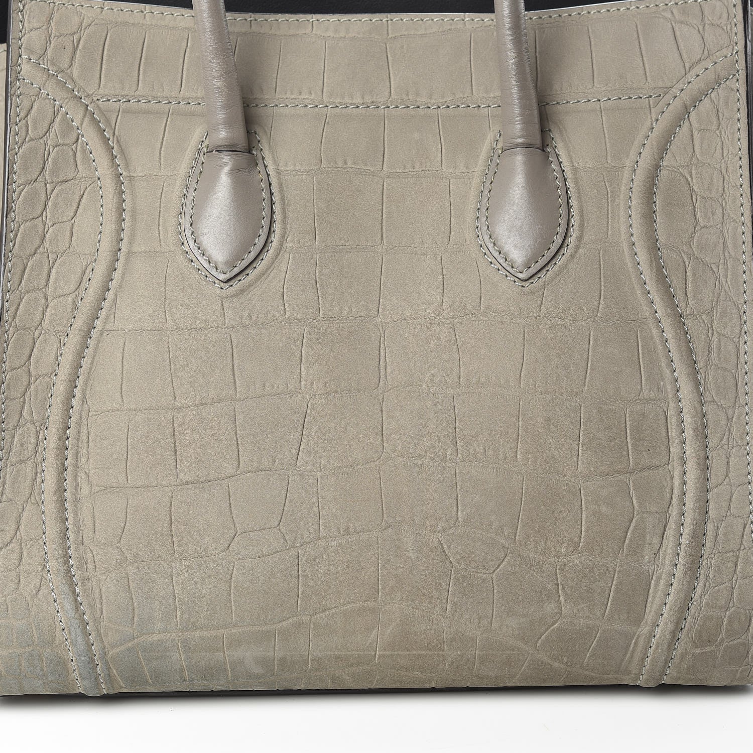 Celine Crocodile Embossed Nubuck Medium Phantom Luggage Grey 13 of 24