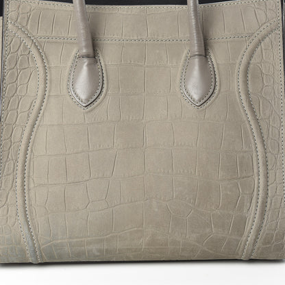 Celine Crocodile Embossed Nubuck Medium Phantom Luggage Grey 13 of 24