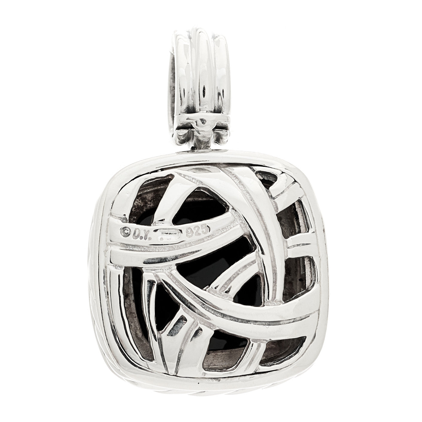 Sterling Silver Diamond Black Onyx 14mm Albion Enhancer Pendant