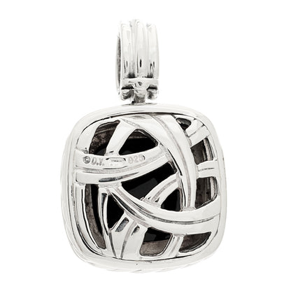 David Yurman Sterling Silver Diamond Black Onyx 14mm Albion Enhancer Pendant 3 of 4