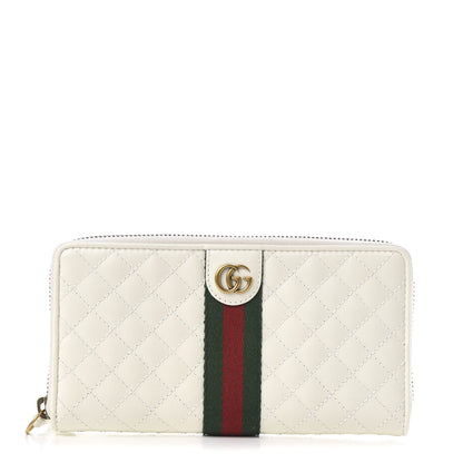 Gucci Calfskin Web Trapuntata GG Zip Around Wallet Off White 1 of 8