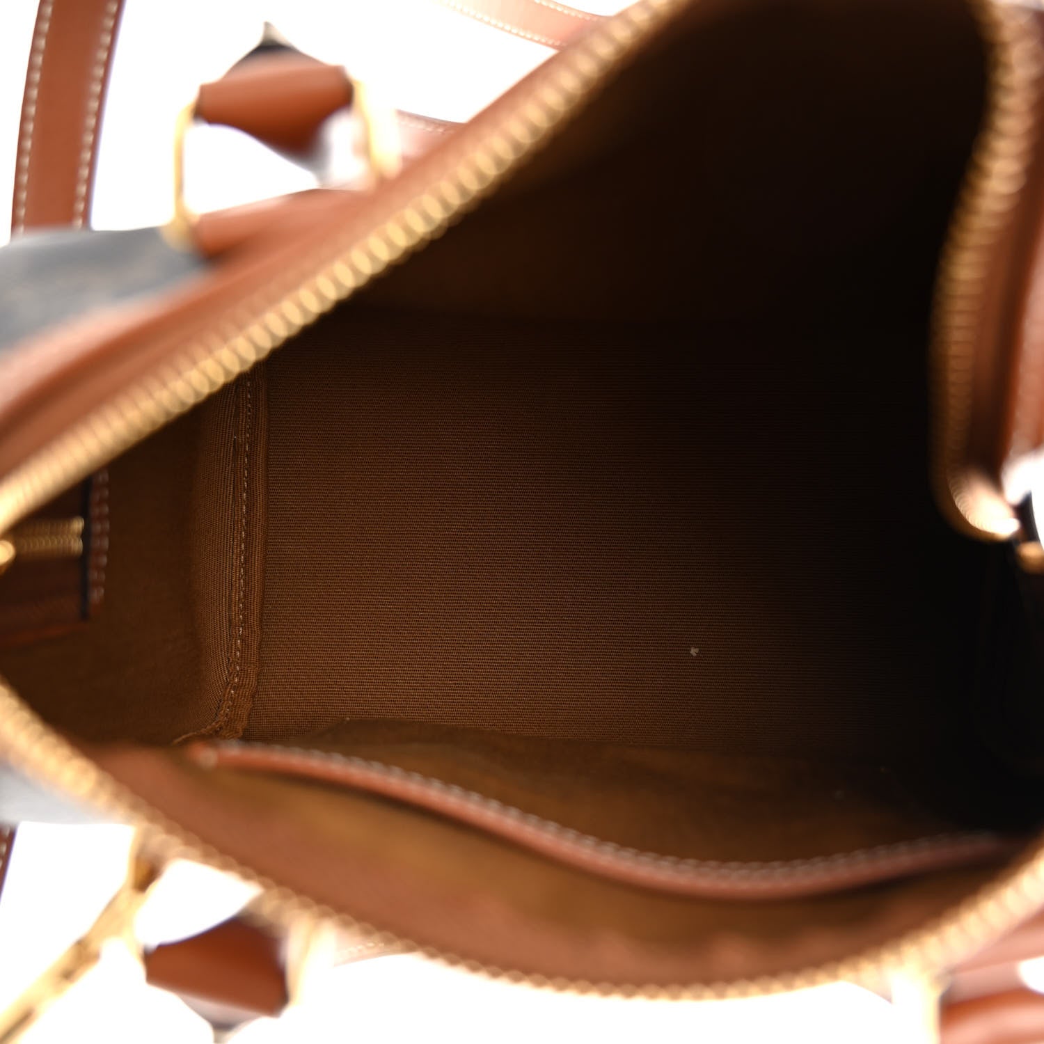 Celine Triomphe Canvas Calfskin Small Boston Bag Tan 5 of 9