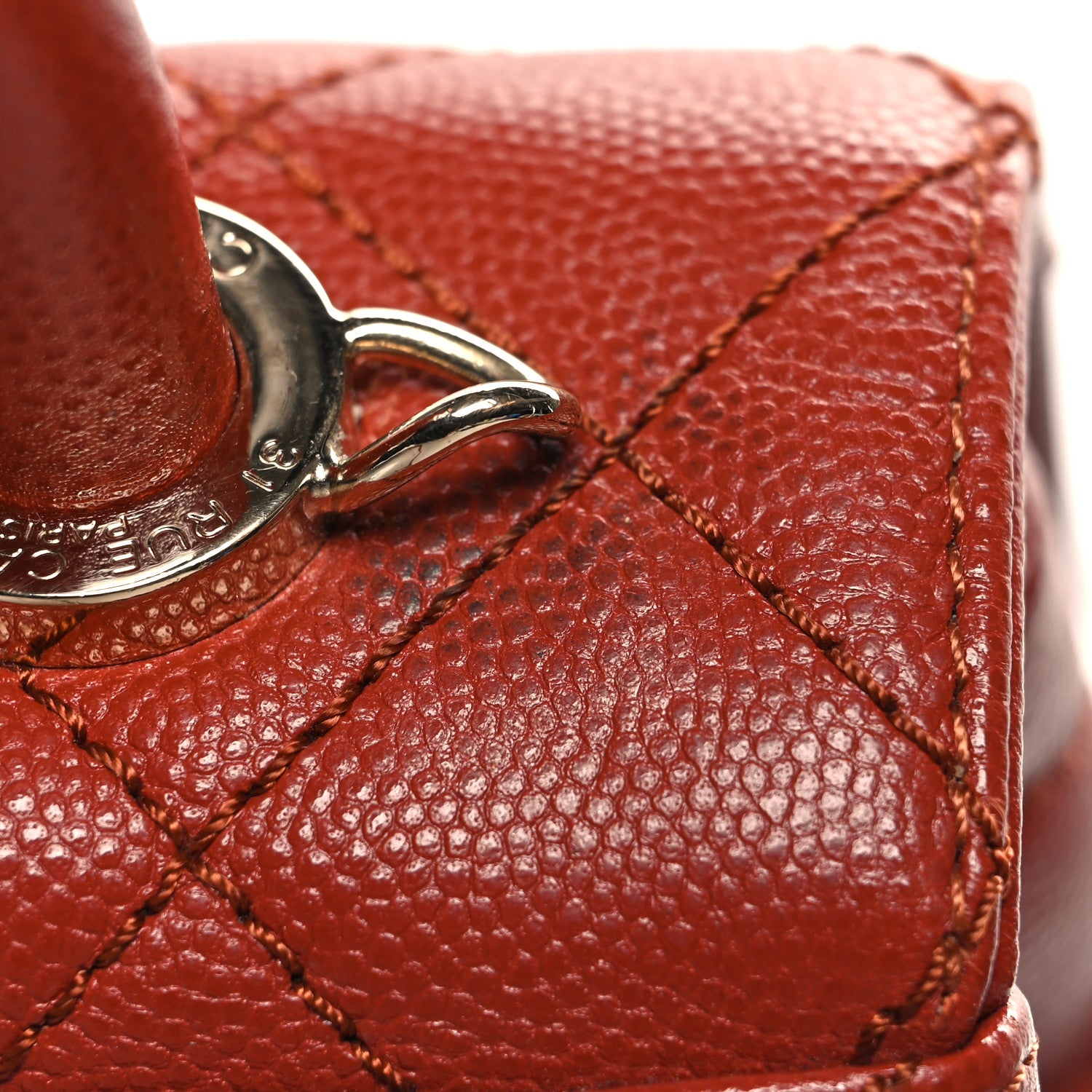 Chanel Caviar Quilted Extra Mini Coco Handle Flap Dark Orange 12 of 12