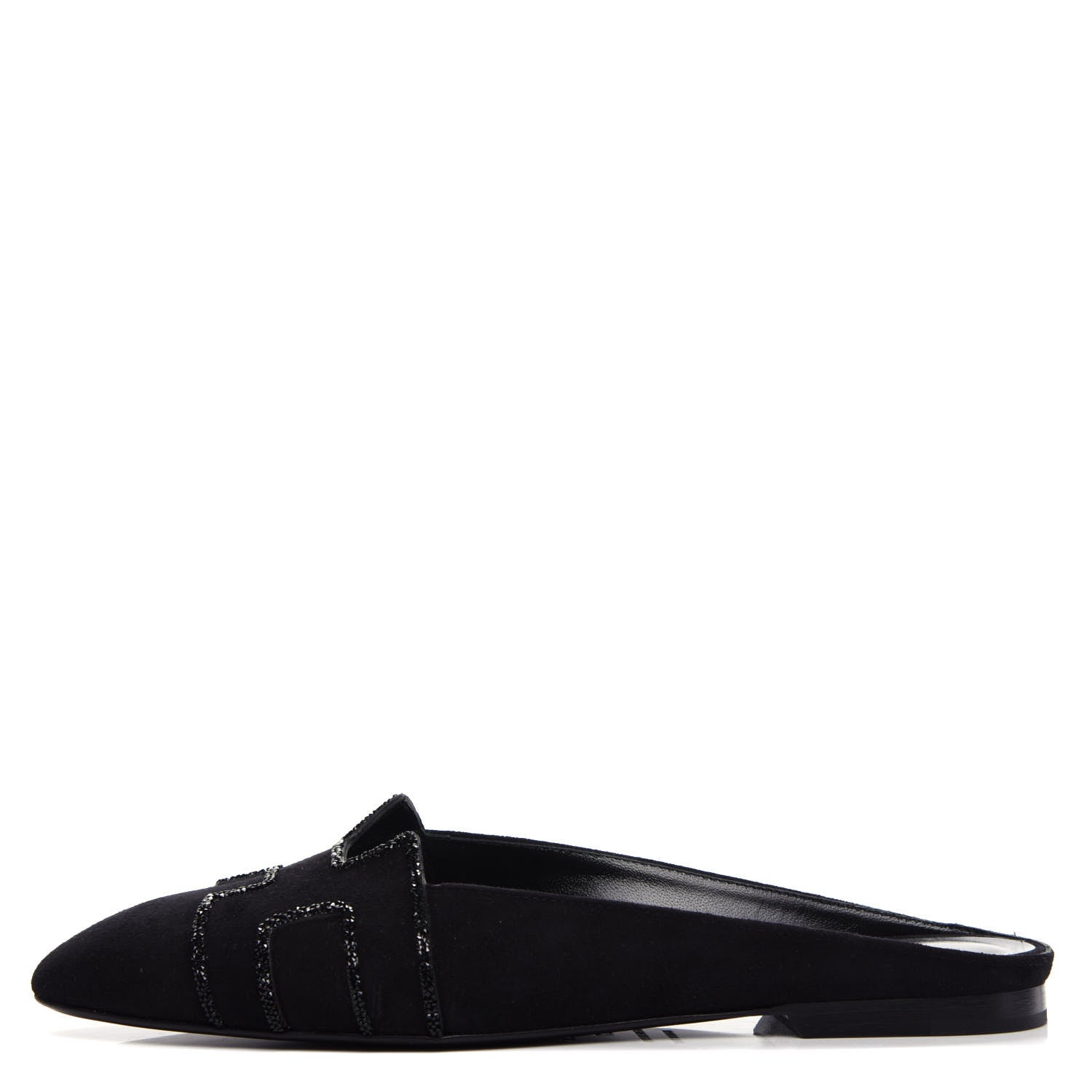 Hermes Suede Goatskin Rhinestone Roxane Mules 37 Black 1 of 10