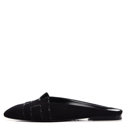 Hermes Suede Goatskin Rhinestone Roxane Mules 37 Black 1 of 10