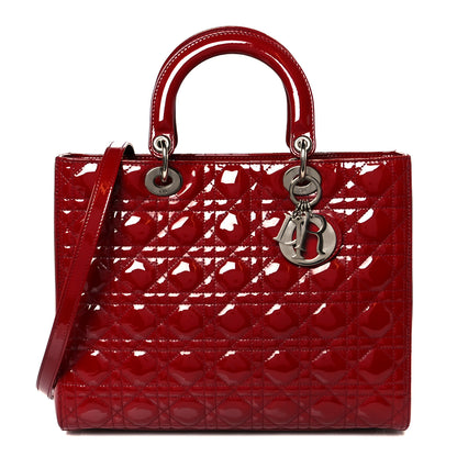 Christian Dior Patent Cannage Large Lady Dior Red 1 of 10