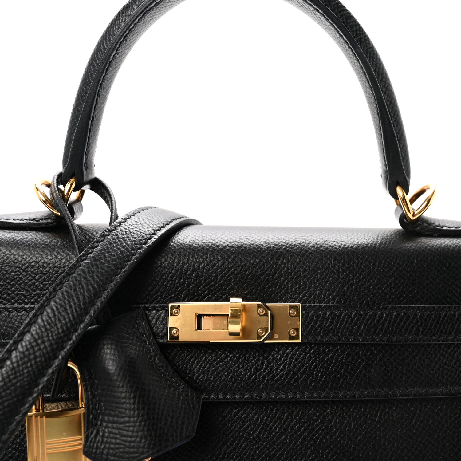 Hermes Epsom Horseshoe Kelly Sellier 25 Black Bleu Electrique 7 of 9