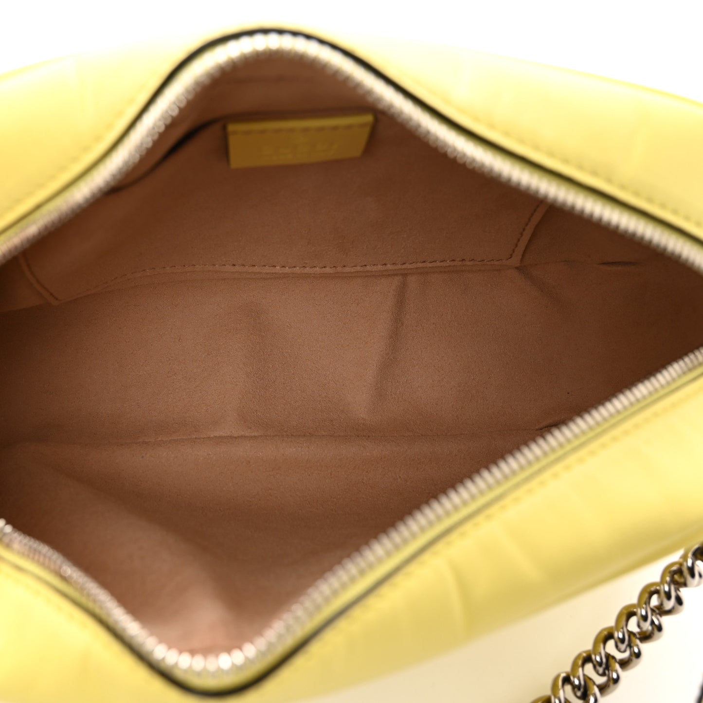 Calfskin Matelasse Small GG Marmont Chain Shoulder Bag Banana