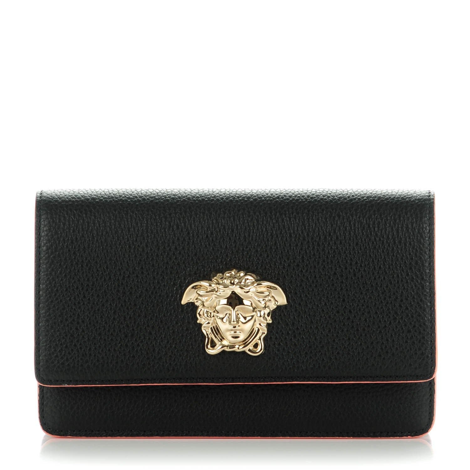 Versace Grained Calfskin Palazzo Chain Evening Bag Black Flamingo 1 of 6