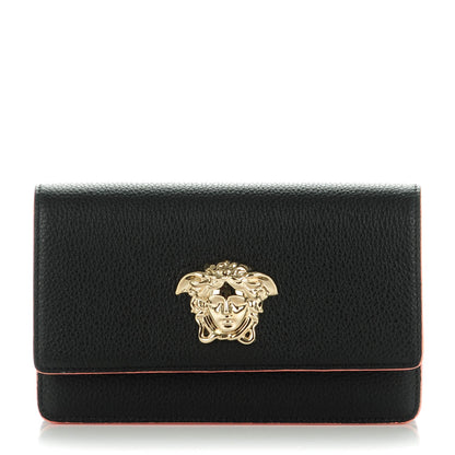 Versace Grained Calfskin Palazzo Chain Evening Bag Black Flamingo 1 of 6