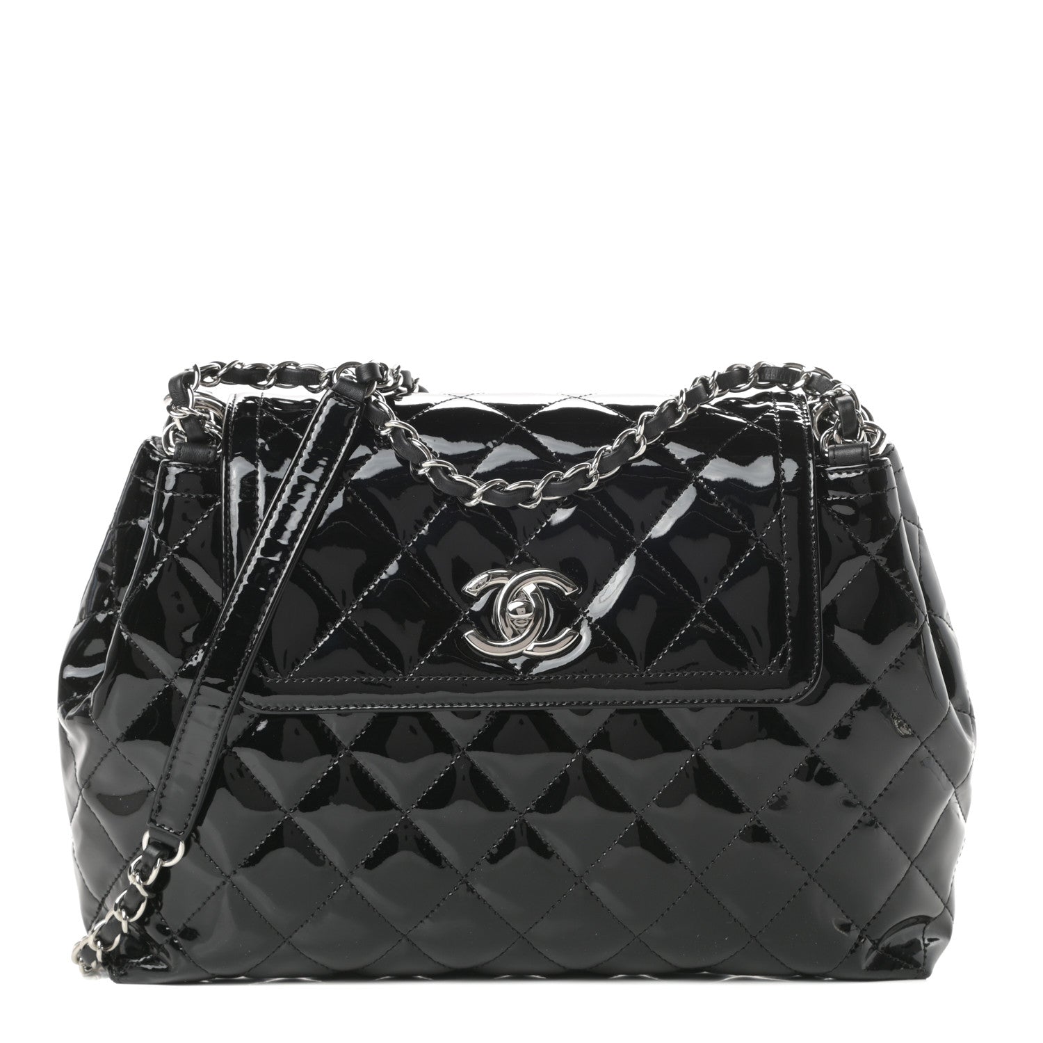 Chanel Patent Quilted Large Coco Shine Accordion Flap Black 1 of 11