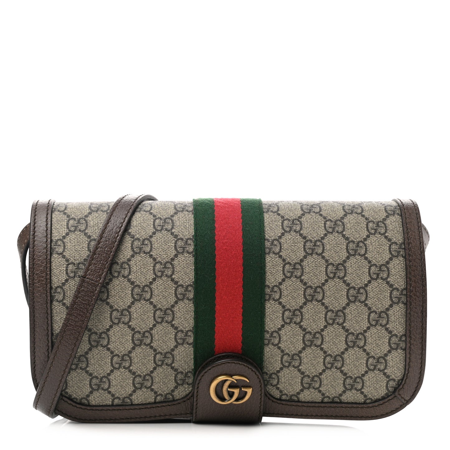 GG Supreme Monogram Web Ophidia Flap Messenger Bag Beige New Acero