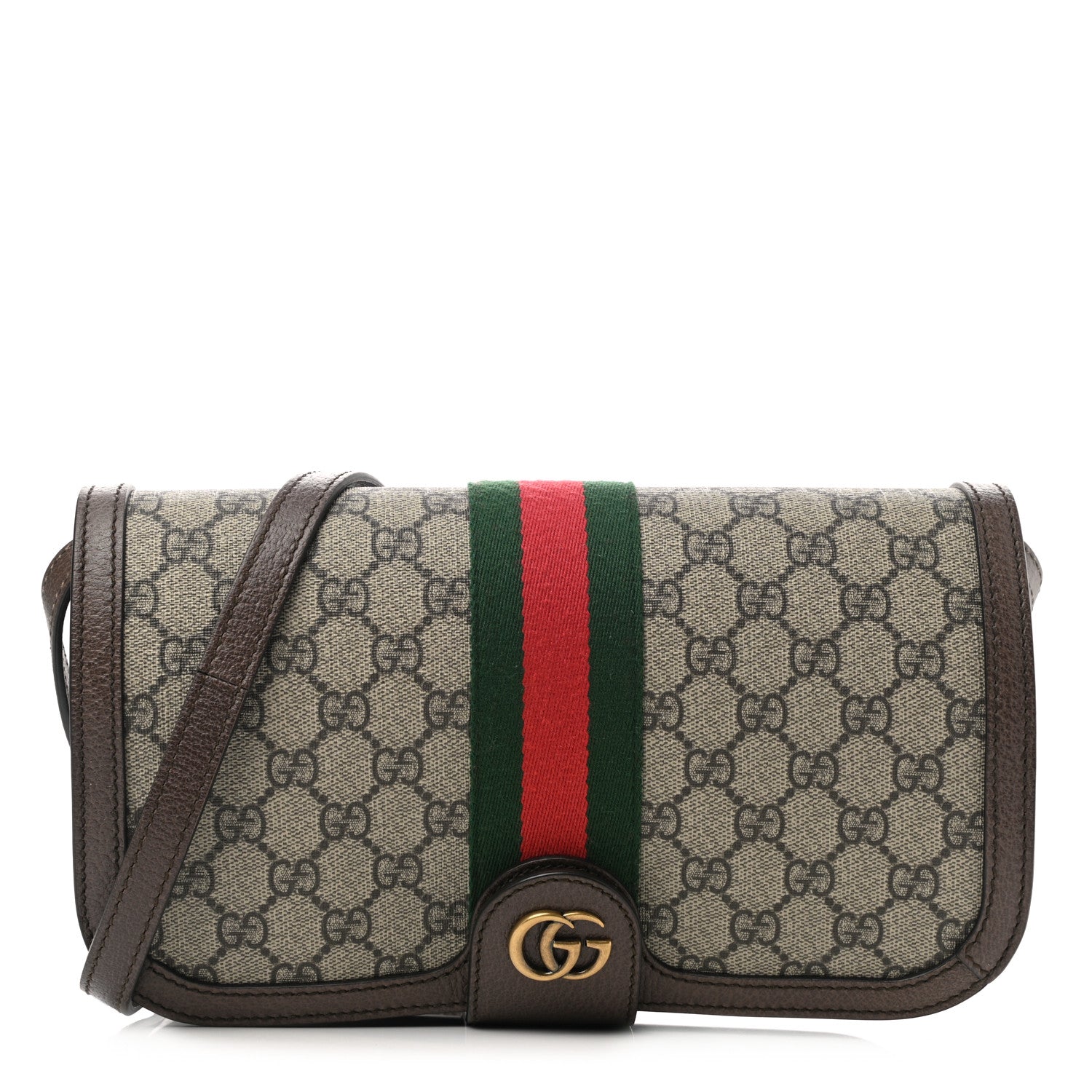 Gucci GG Supreme Monogram Web Ophidia Flap Messenger Bag Beige New Acero 1 of 10